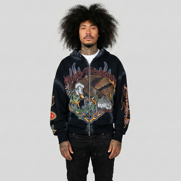 No Pressure No Glory Hoodie Black - Heavyweight Zip Hoodie