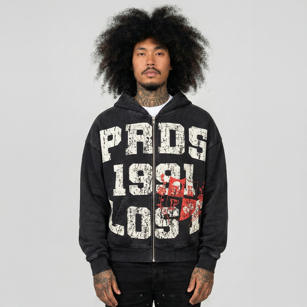1991 Hoodie Black - Heavyweight Zip Hoodie | Paradise Lost