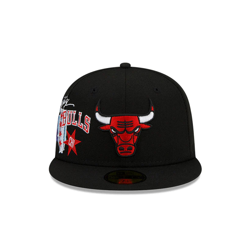 Chicago Bulls City Cluster Black New Era 59FIFTY Fitted Hat
