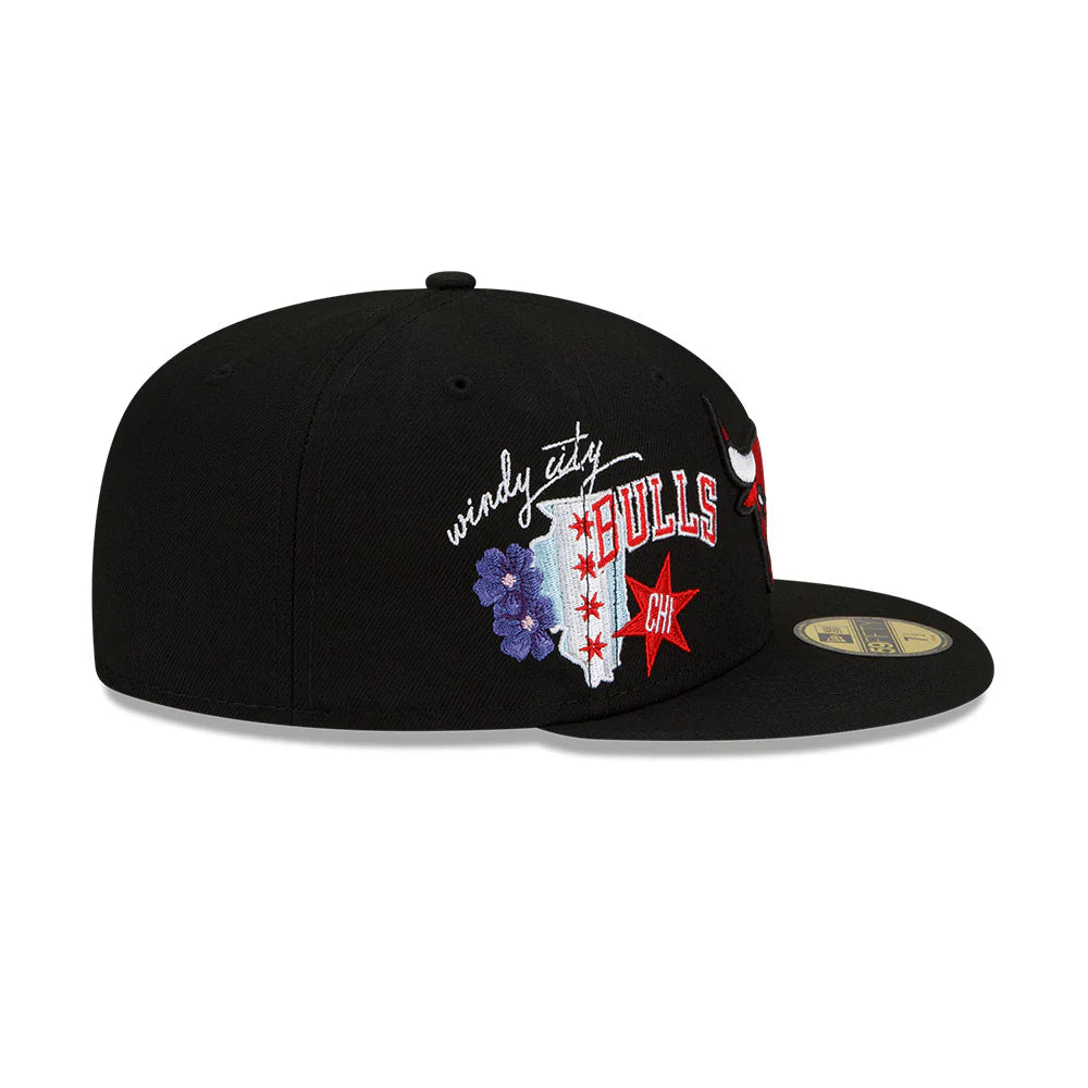 Chicago Bulls City Cluster Black New Era 59FIFTY Fitted Hat