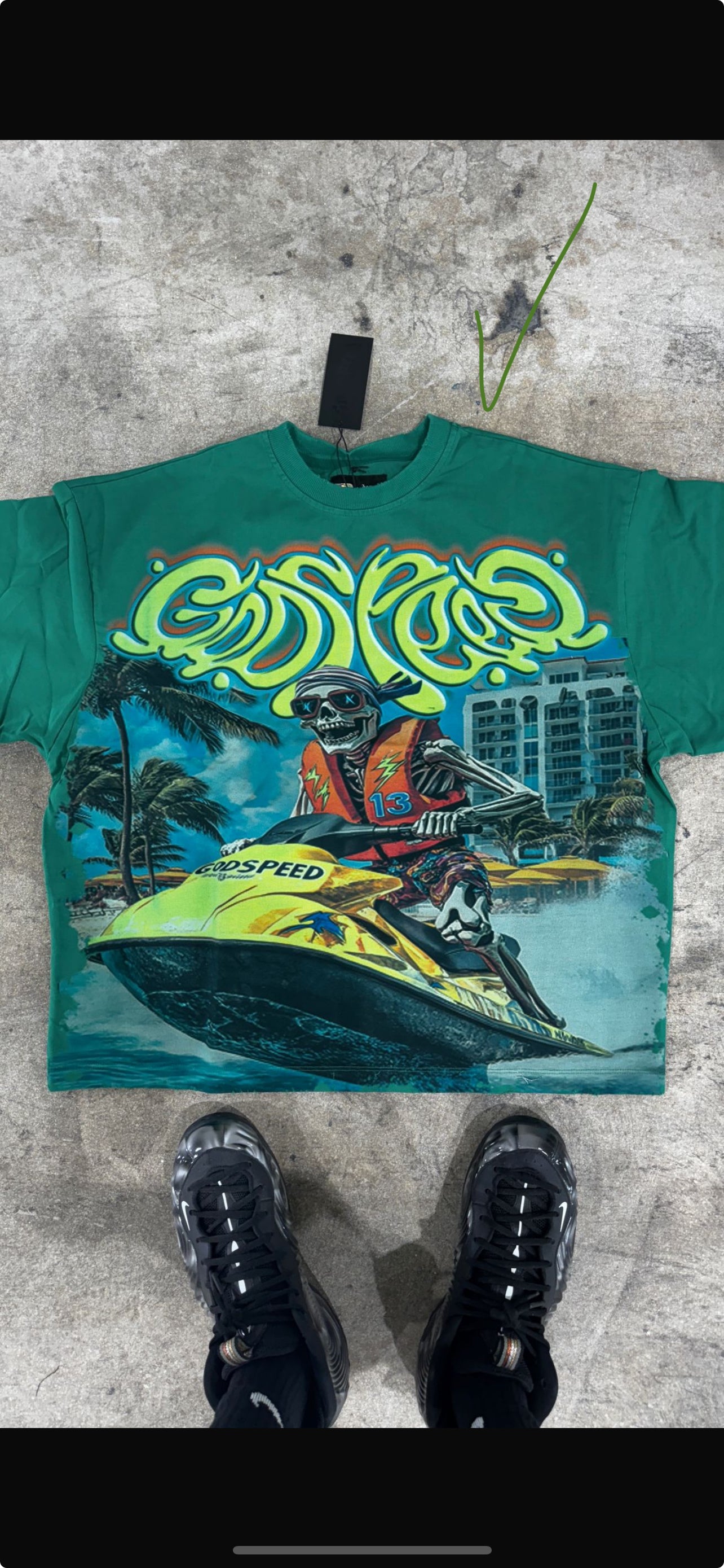 Skull Wave Runner Tee (green)