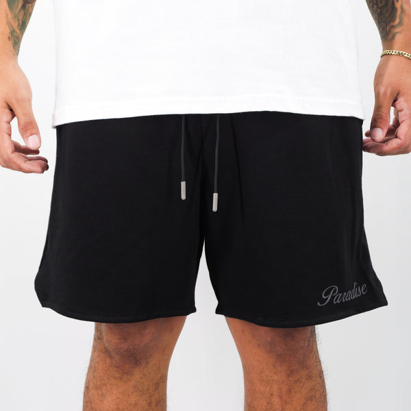 SCRIPT FRENCH TERRY SHORTS BLACK