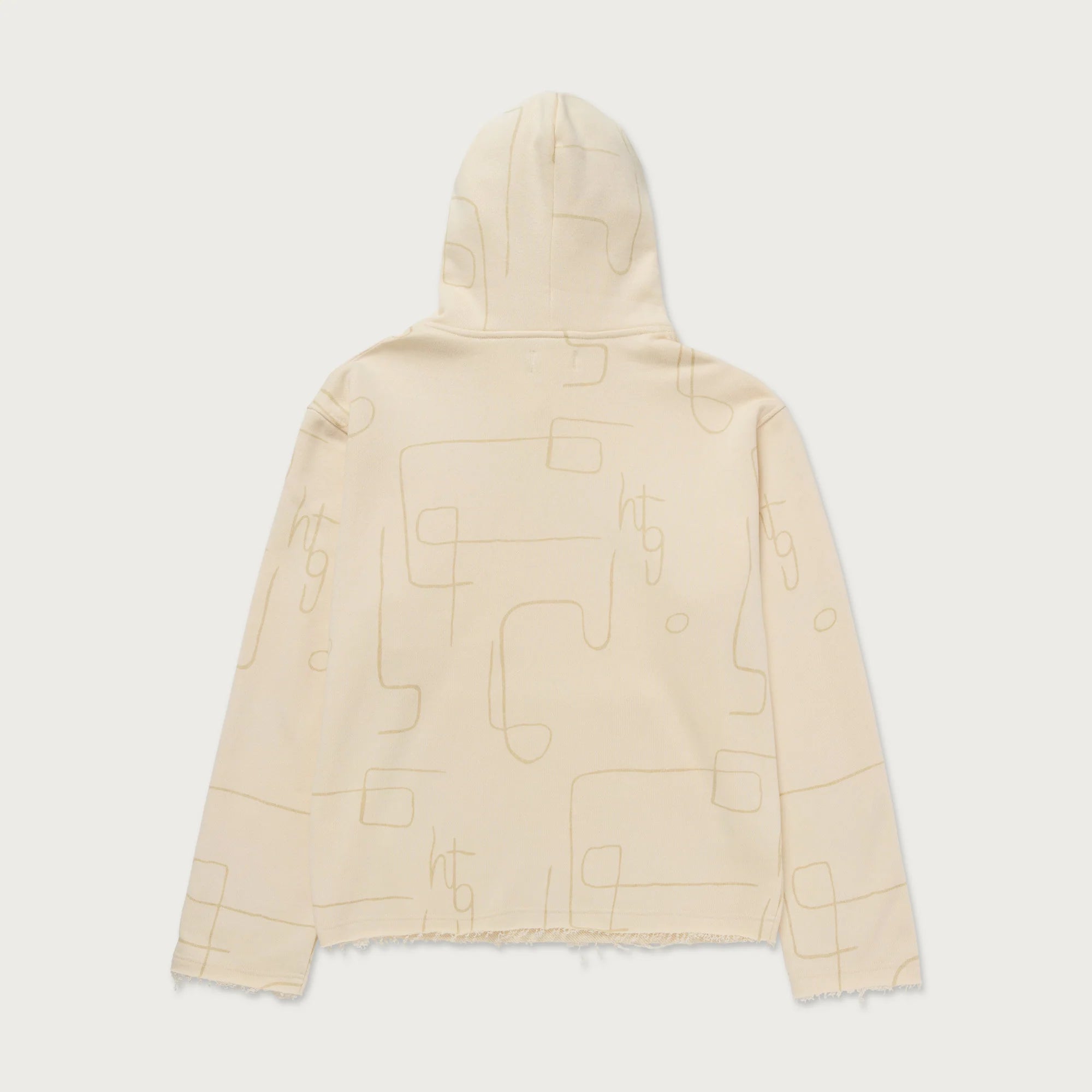 Novelty Printed Terry Hoodie Bone