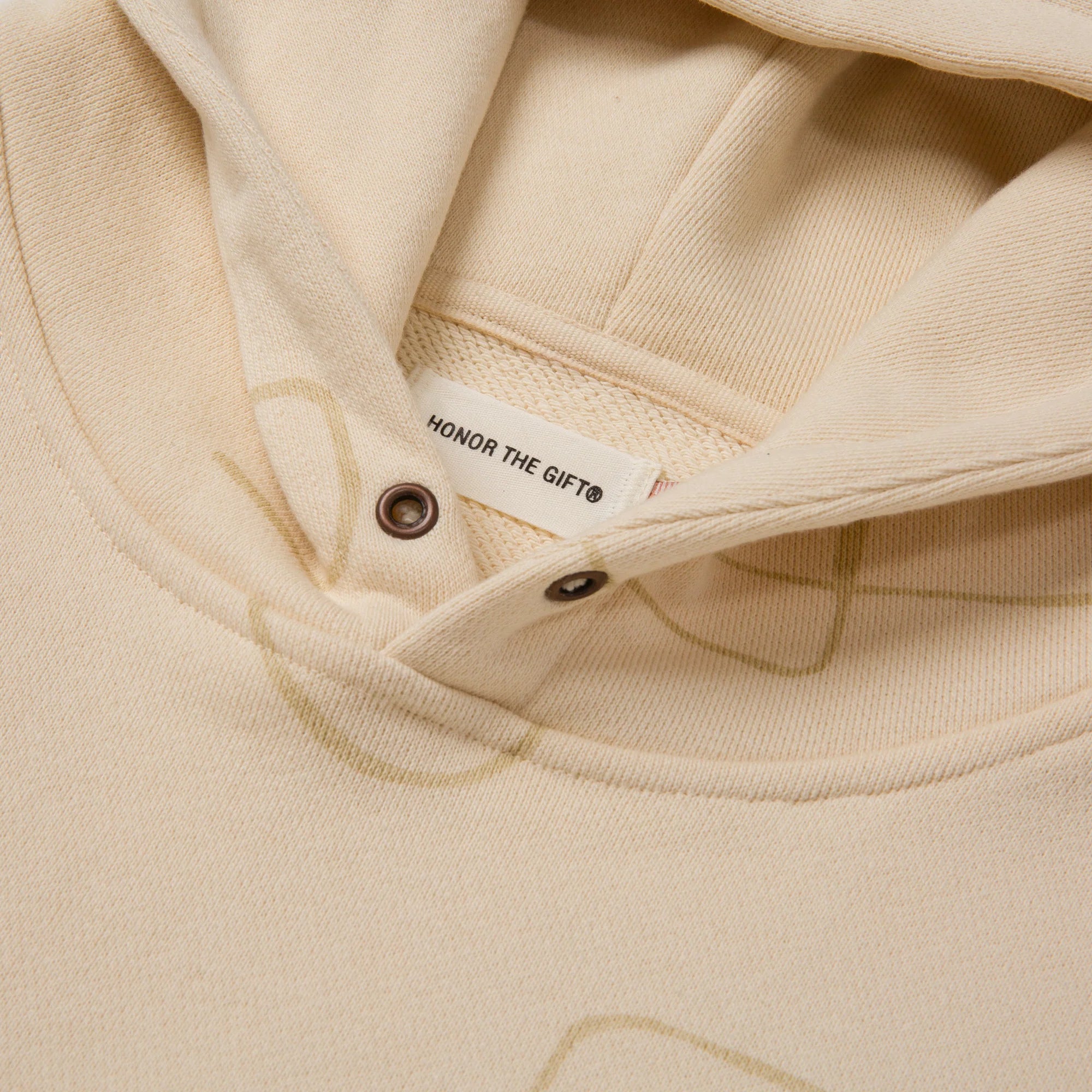 Novelty Printed Terry Hoodie Bone