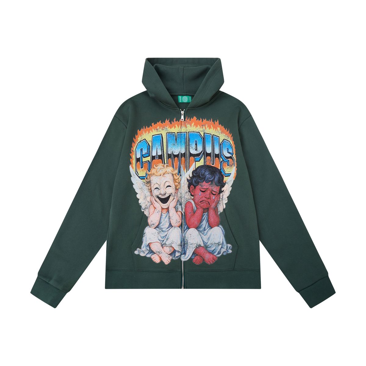 Saint & Sinner Zip Up Hoodie Green - Heavyweight Premium Hoodie