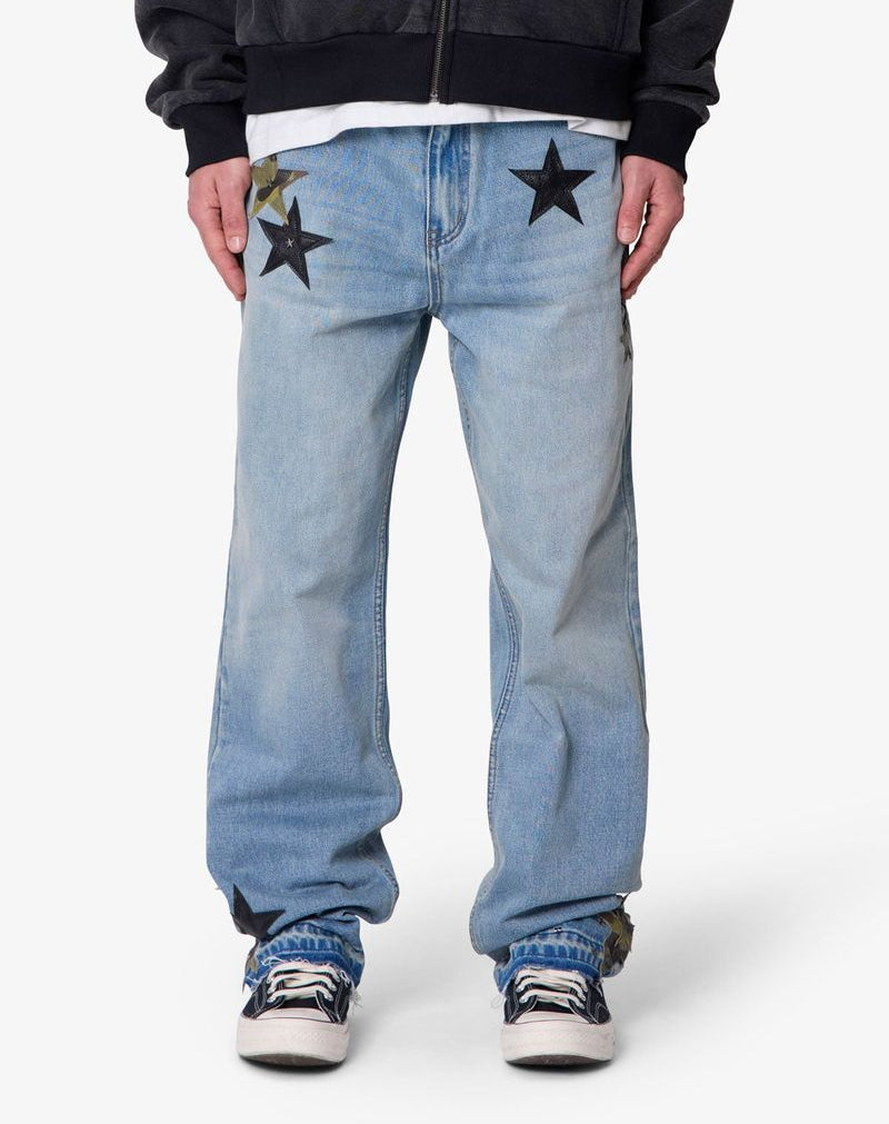 starteam camo star jeans スターチーム デニム Baggy Camo Star Patch Denim – Survival Clothing & Footwear