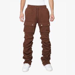 Stacked Cargo Sweatpants Brown
