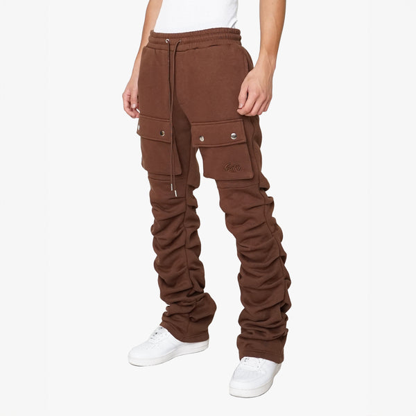 Stacked Cargo Sweatpants Brown