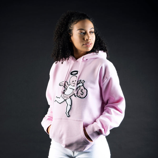 Ski Mask Angel Chenille Patch Hoodie Pink