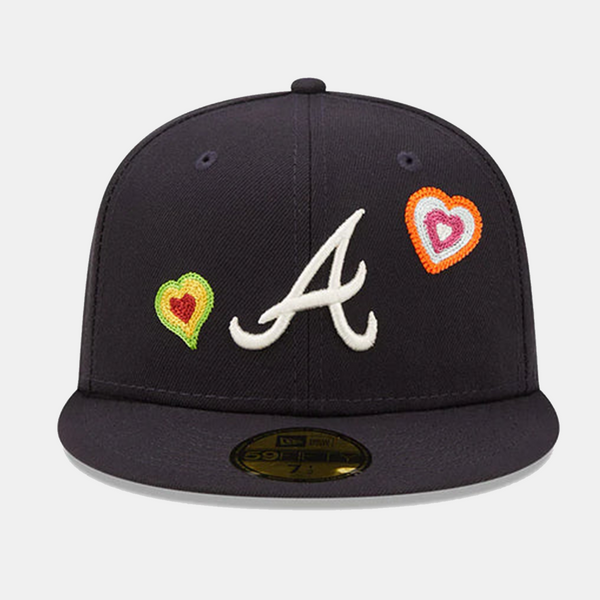 Men's New Era Navy Atlanta Braves Chain Stitch Heart 59FIFTY Fitted Hat