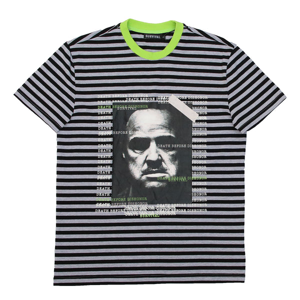 DEATH BEFORE DISHONOR STRIPED TEE GREY/BLACK/NEON