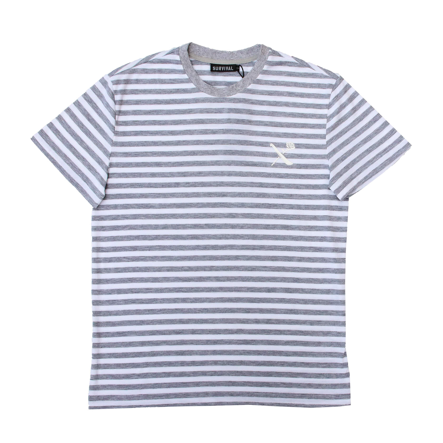 SOTF STRIPED TEE GRY/WHT LOGO