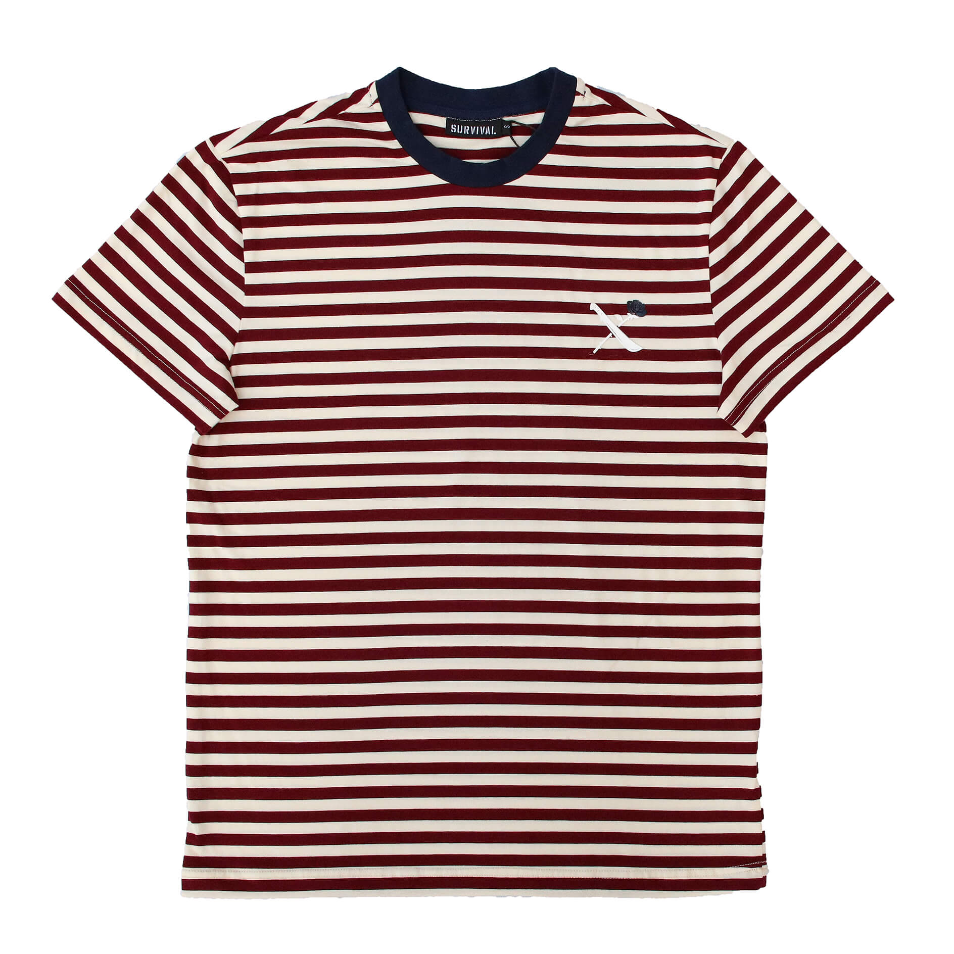SOTF STRIPED TEE BUR/NVY LOGO
