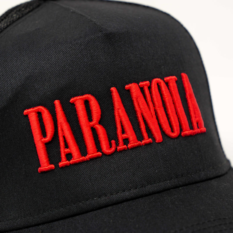 PARANOIA TRUCKER HAT BLACK/RED