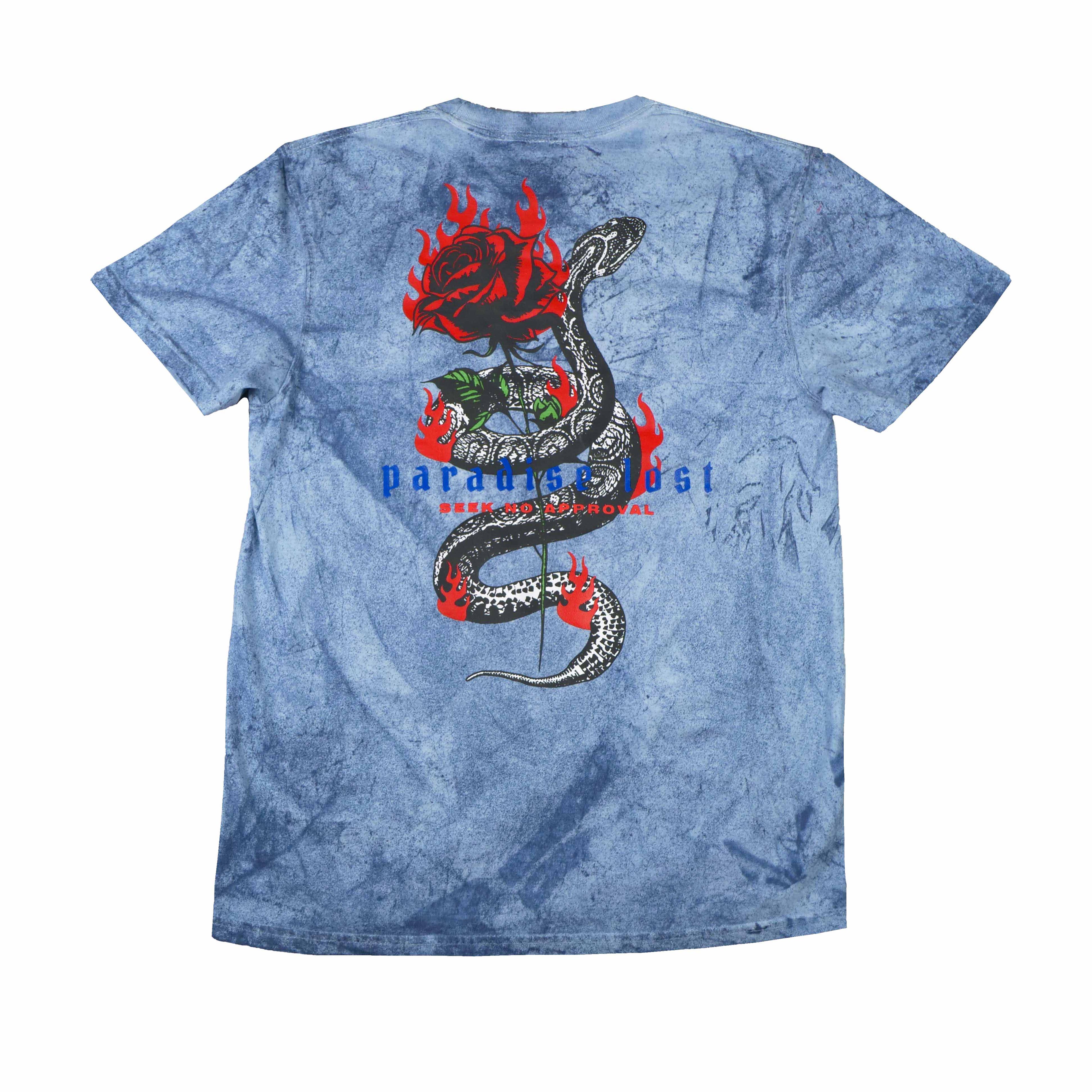Fire Rose Snake Splatter Tee Blue
