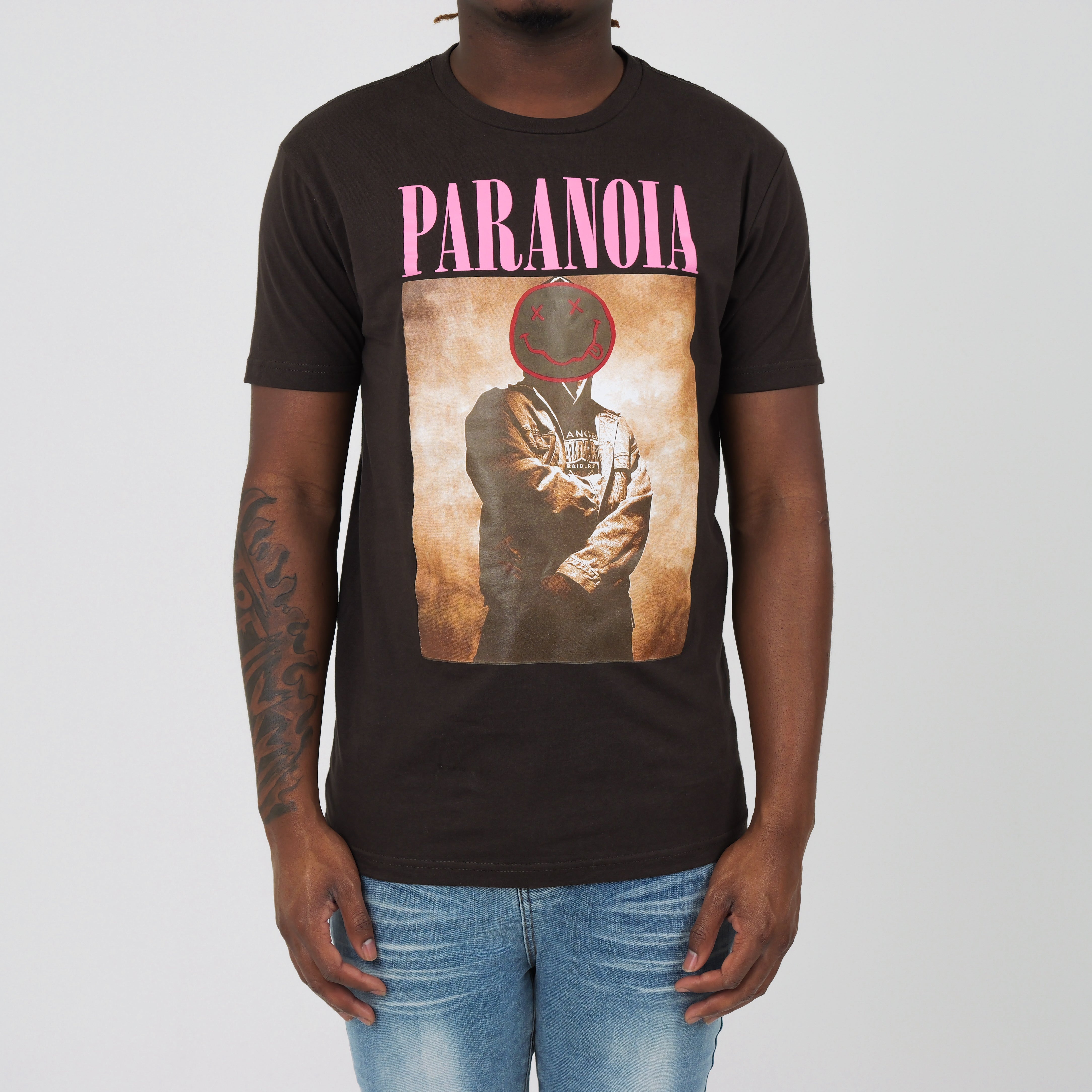 PARANOIA TEE BROWN/PINK/RED