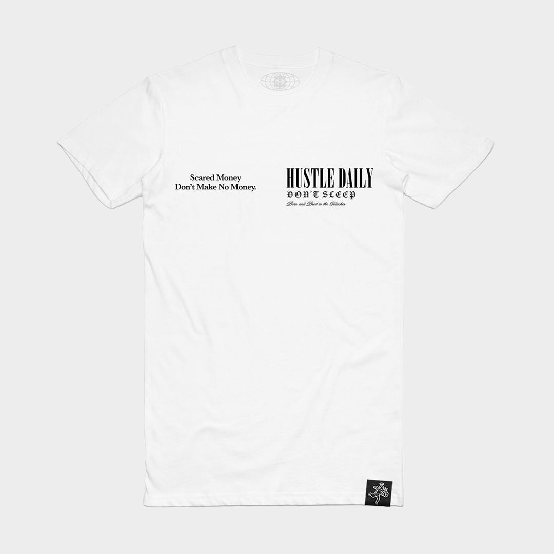 SCARED MONEY BURNING SKULL TEE WHITE