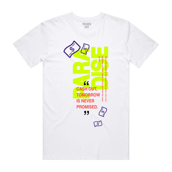 CASH OUT TEE WHT/MULTI