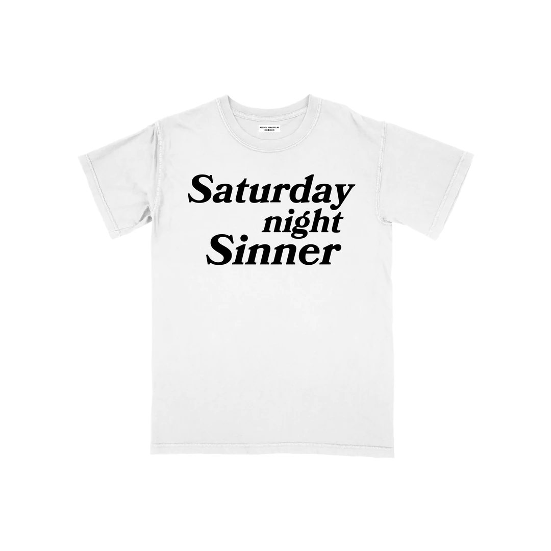 SATURDAY NIGHT SINNER TEE WHITE