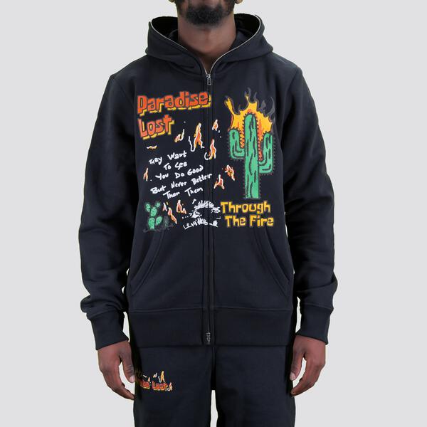 Cactus Zip Hoodie Black