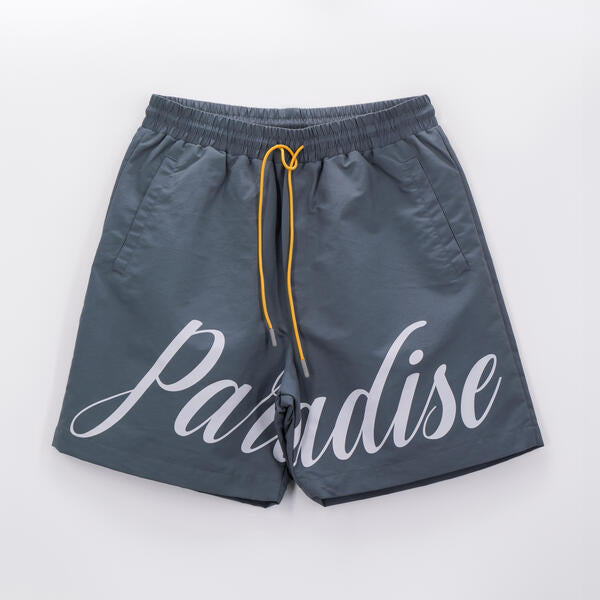 Paradise Script Nylon Shorts Grey