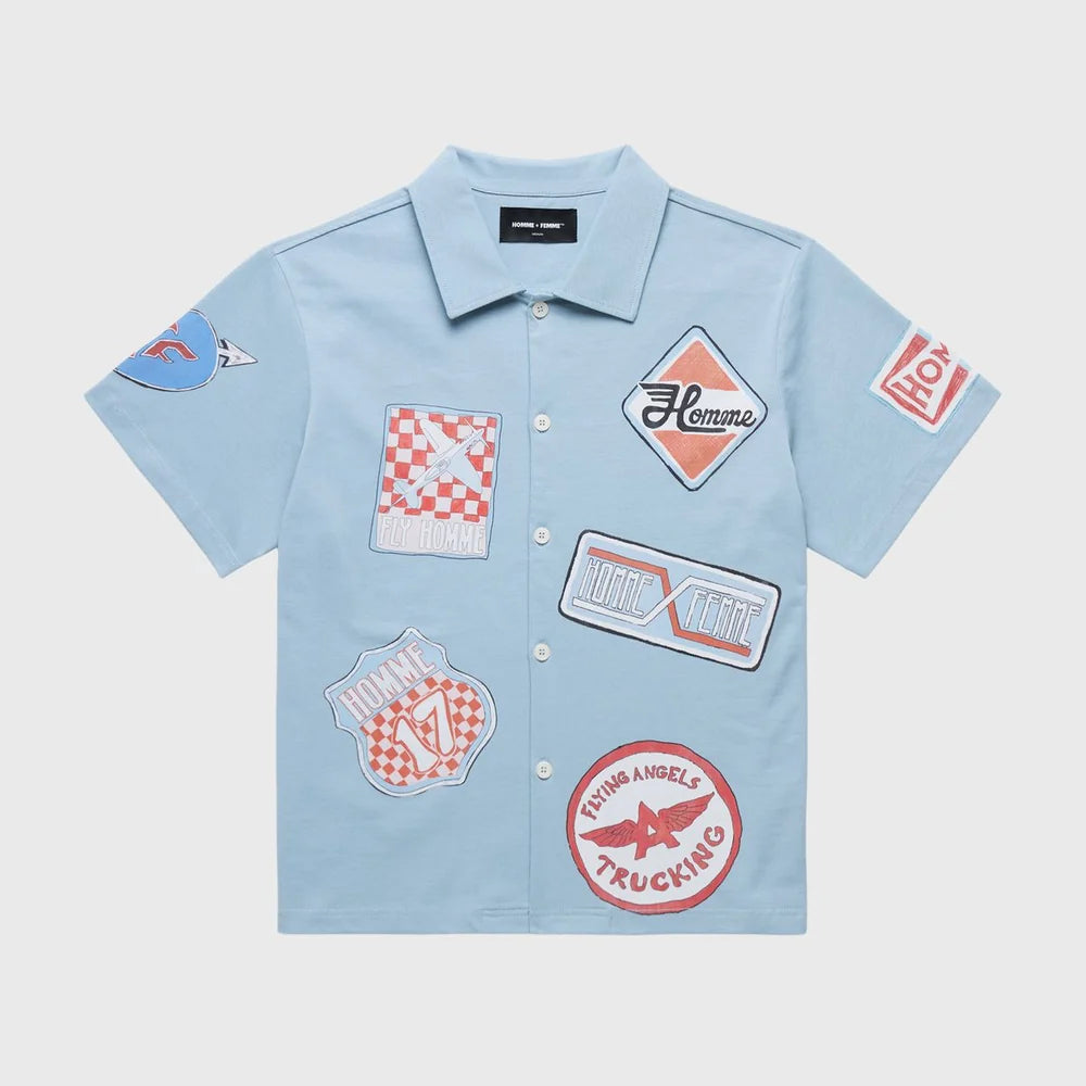 Road Trip Button Down Baby Blue