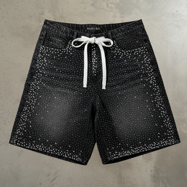 Paradise Lost Onyx Diamond Jorts - Premium Black Denim Shorts