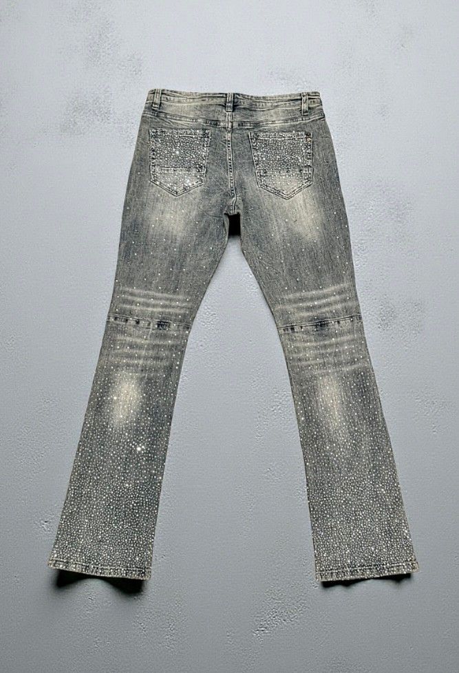 Rhinestone Stack Denim (Faded Blue)