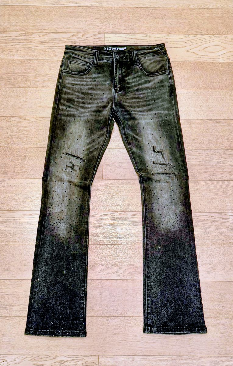 Rhinestone Stack Denim (Steel Grey)