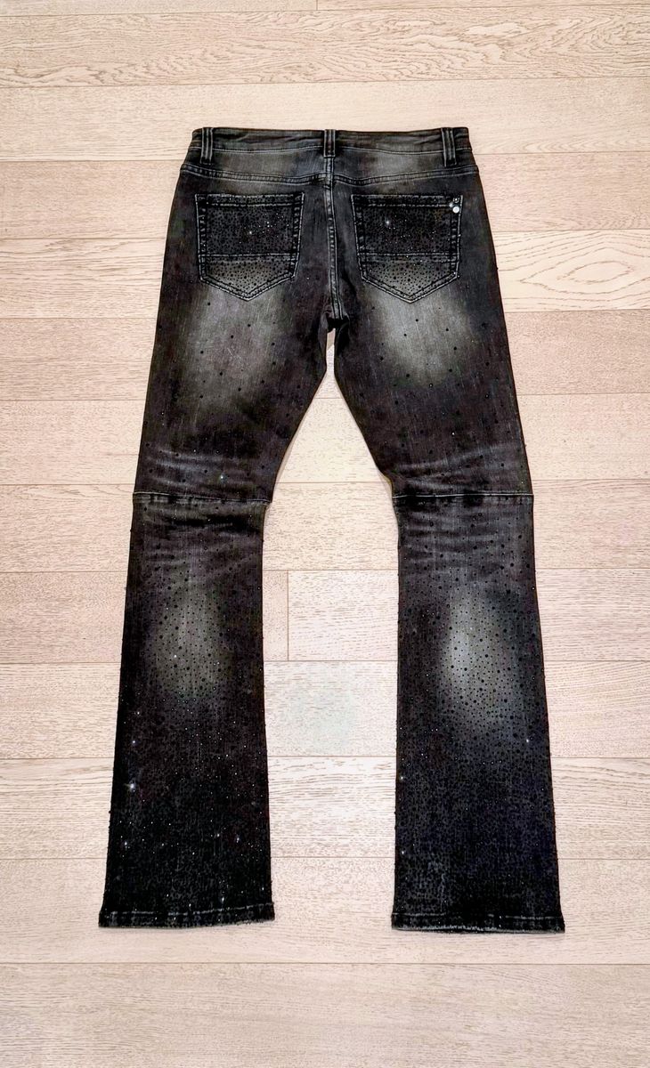 Rhinestone Stack Denim (Steel Grey)