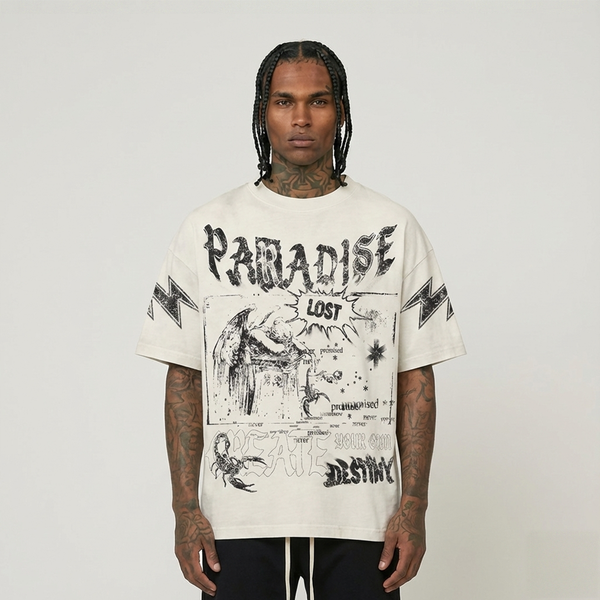 Shock The System Tee Natural - Bold Miami Graphic T-Shirt