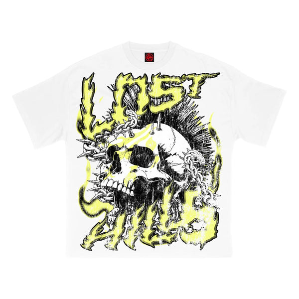 LH CHAIN SKULLS TEE WHITE