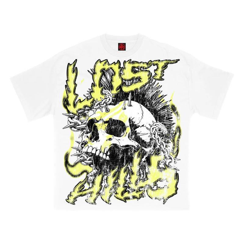 LH CHAIN SKULLS TEE WHITE