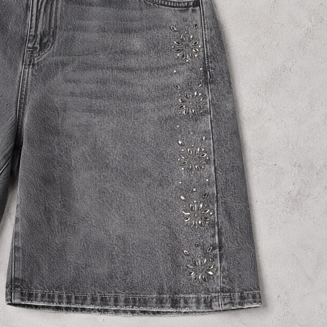 Paradise Lost Rhinestone Denim Shorts