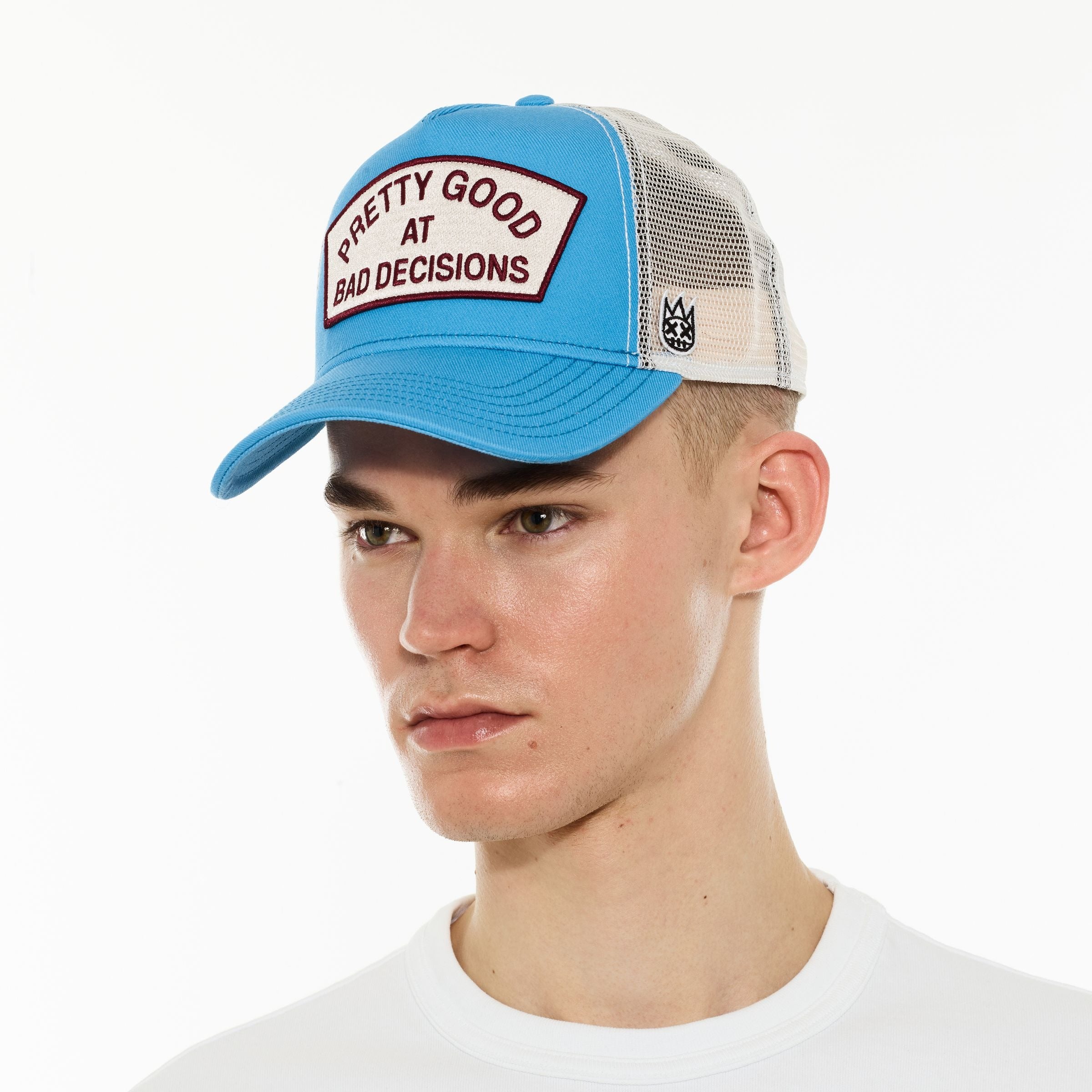 Good At Bad Decisions Trucker Hat Blue