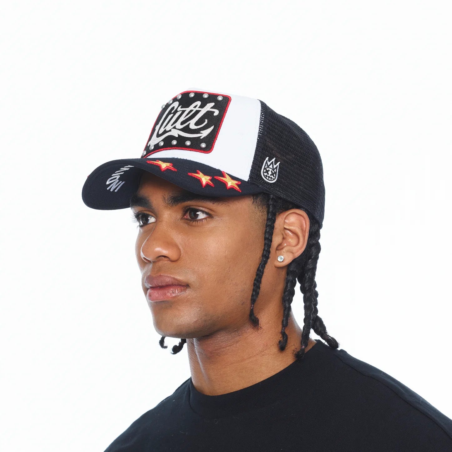 STARS Mesh Back Trucker Curved Visor White