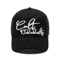 Grasshopper Emb Mesh Back Trucker Curved Visor Black