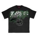 LH GREEN SKULLS TEE BLACK