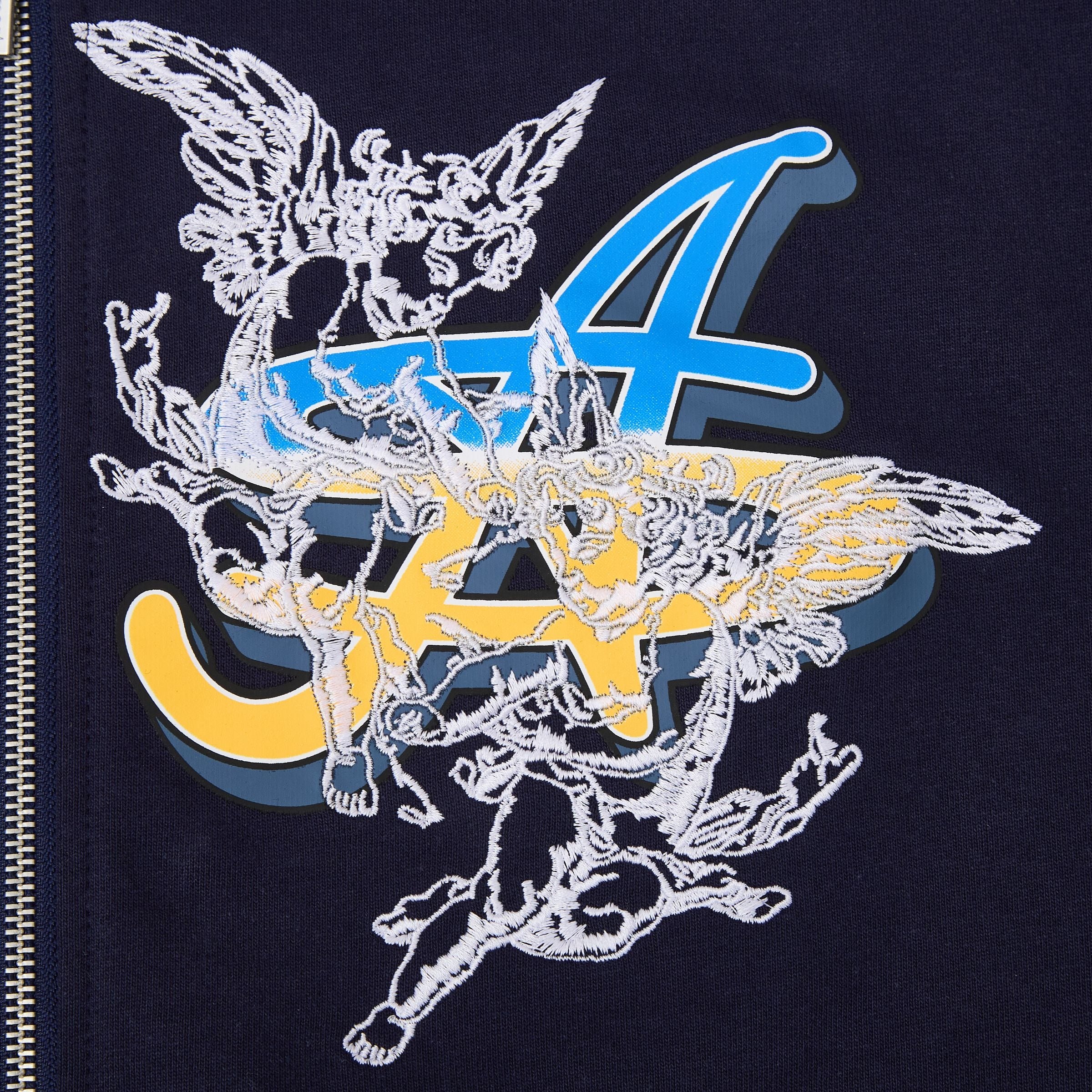 Headline Zip Up Hoodie Navy