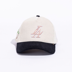 PARADISE LA CORDUROY HAT  CREAM/BLACK/PINK