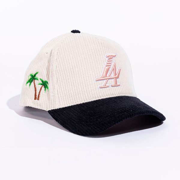 PARADISE LA CORDUROY HAT  CREAM/BLACK/PINK