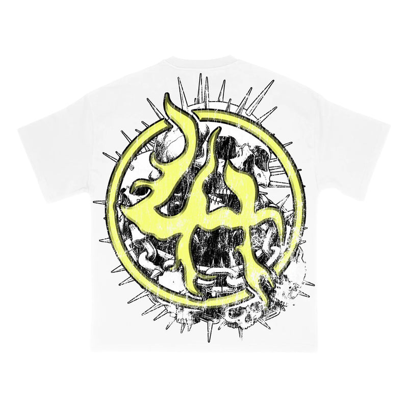 LH CHAIN SKULLS TEE WHITE