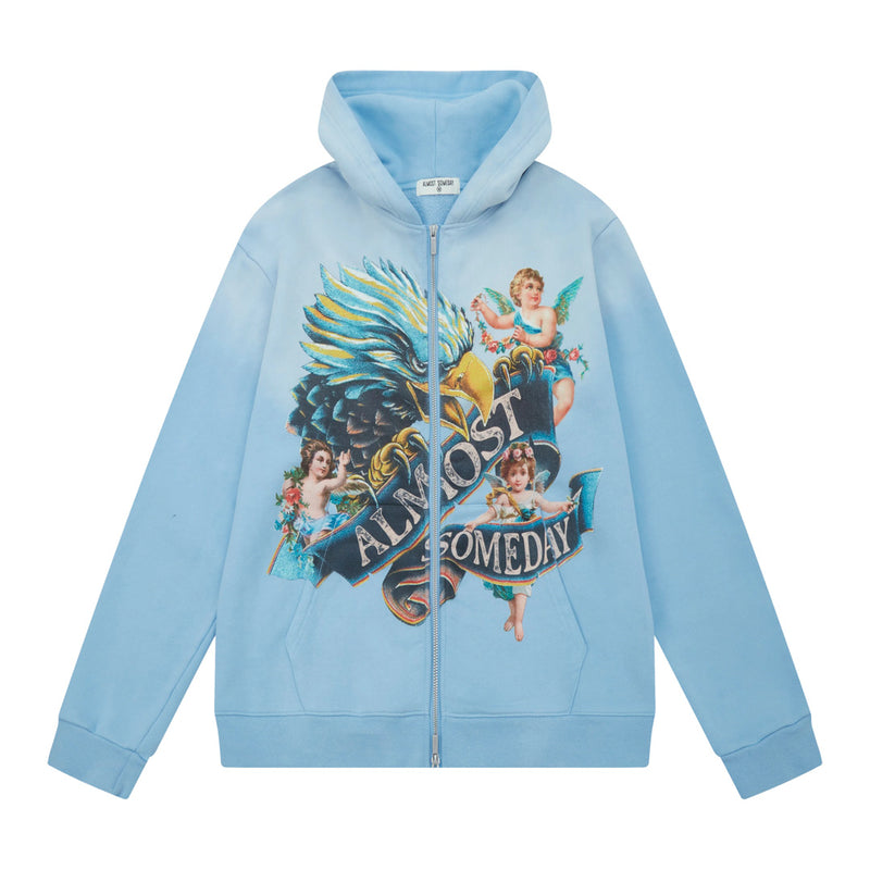 Banner Zip Up Hoodie Sun Fade Blue