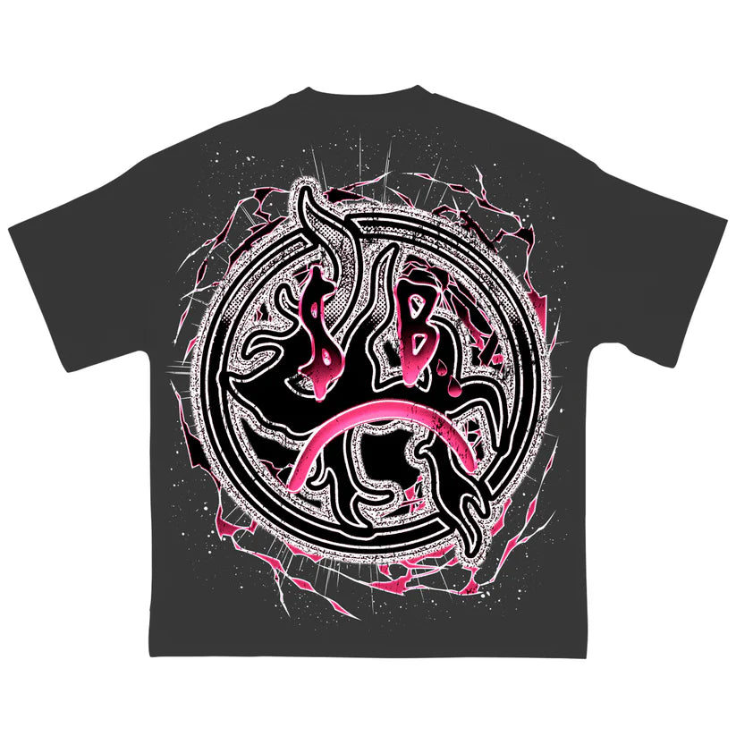 LHSB  002 TEE BLACK/PINK WASH