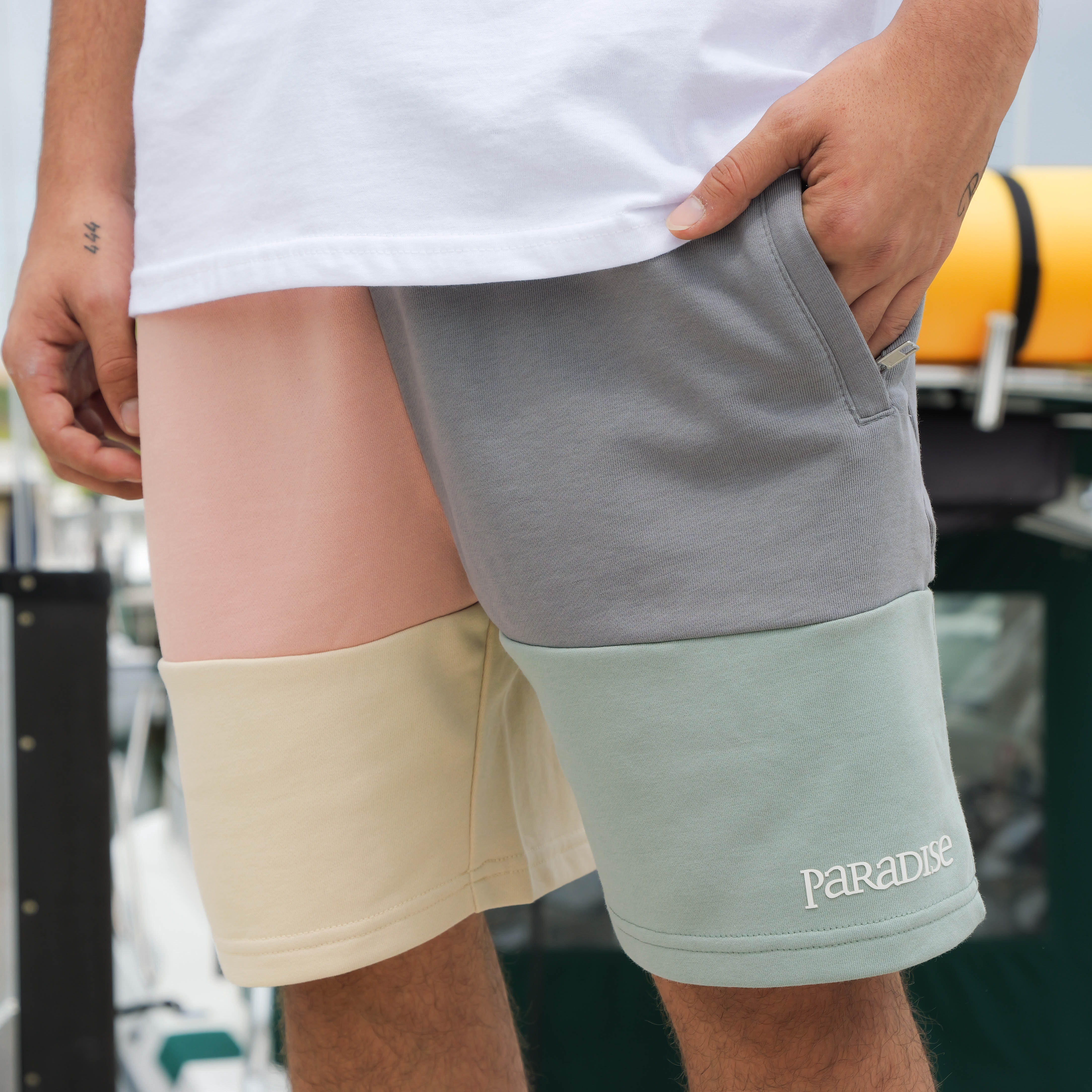 COLOR BLOCK SHORTS JADE