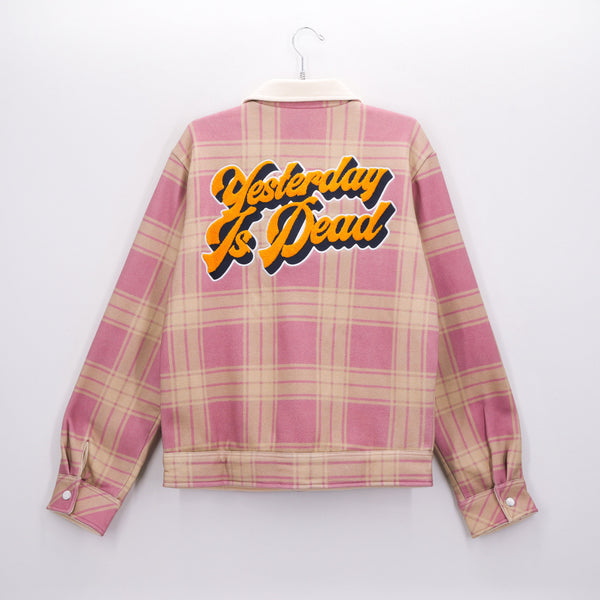 Flannel Trucker Jacket Wine/Cream