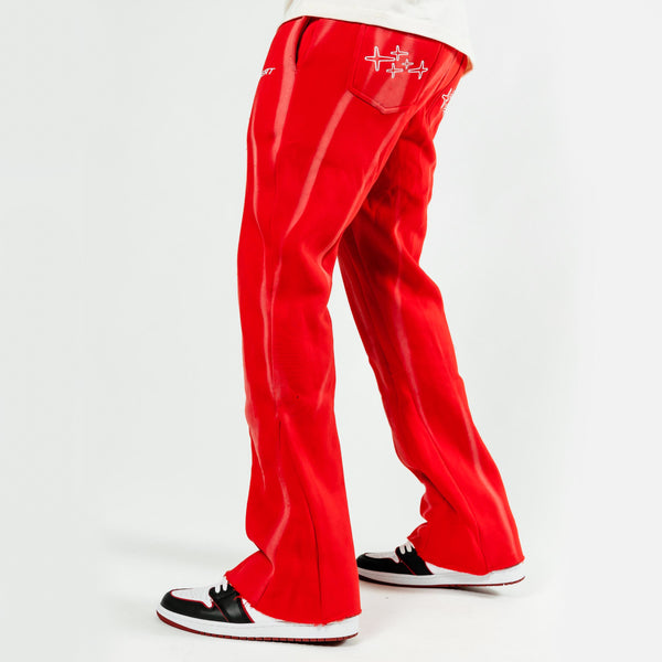 RETROVERT WASHED FLARE PANTS RED