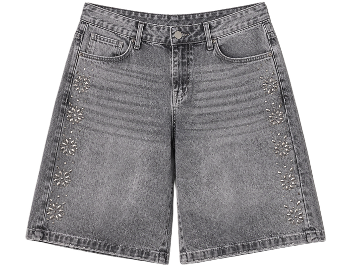 Paradise Lost Rhinestone Denim Shorts