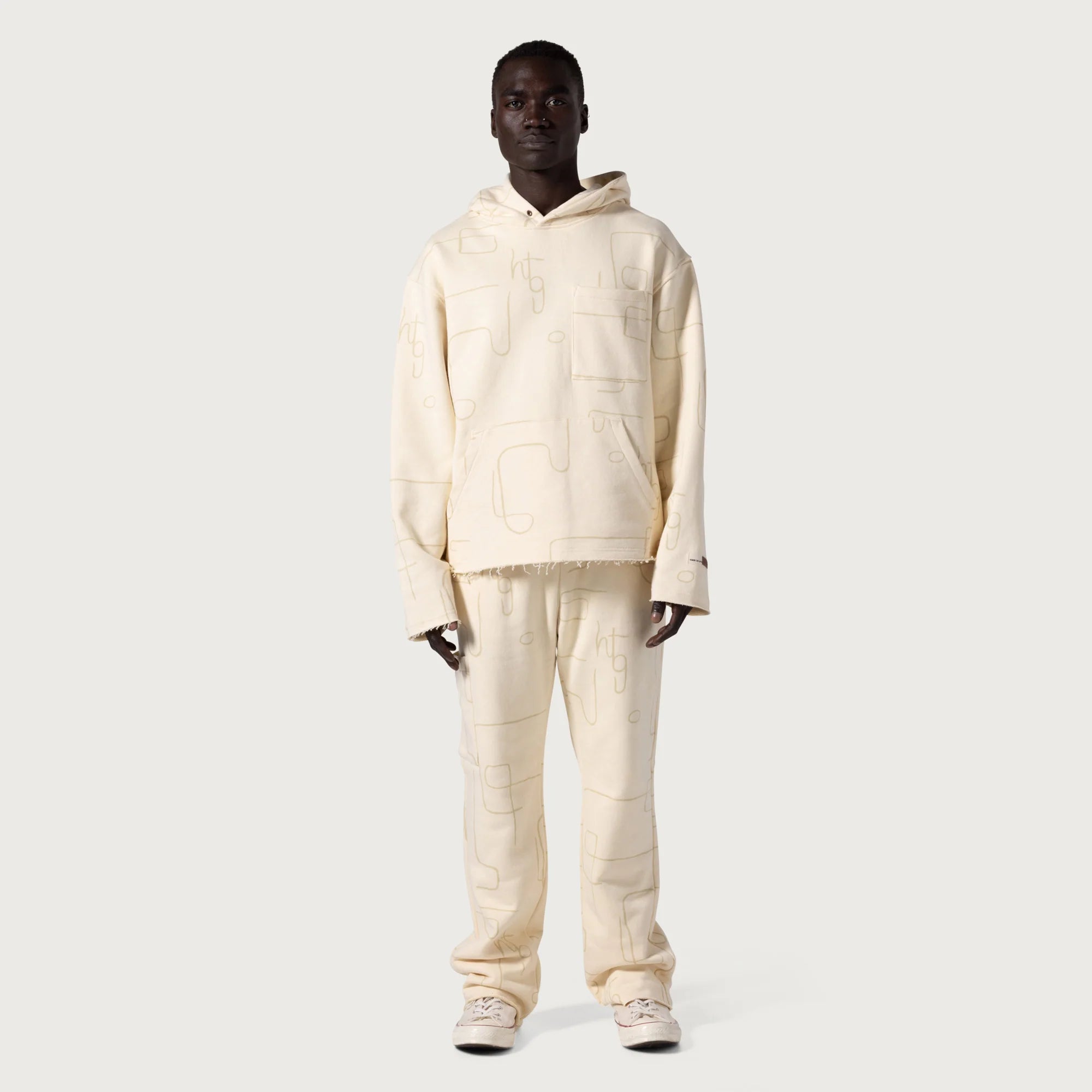 Novelty Printed Terry Pant Bone