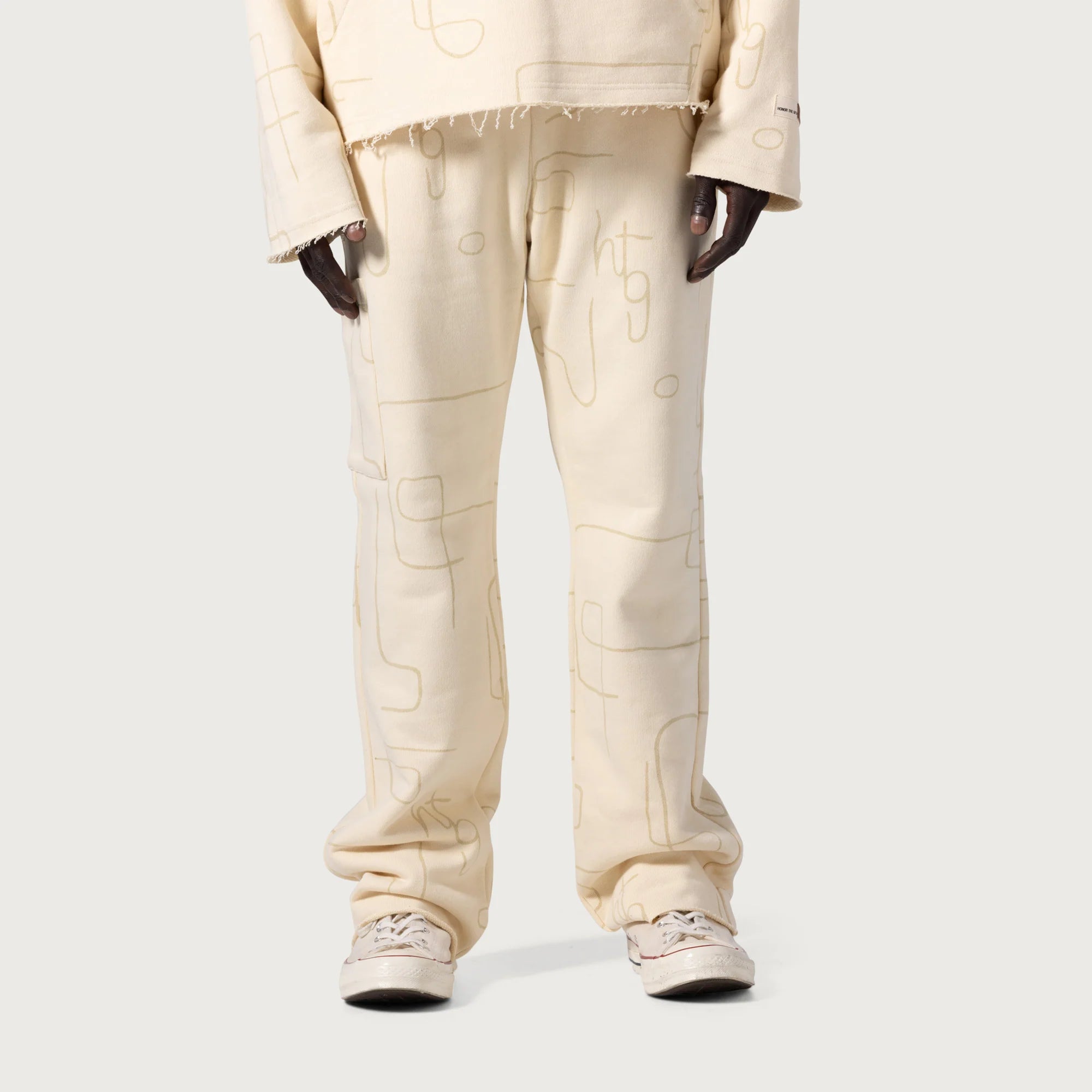 Novelty Printed Terry Pant Bone